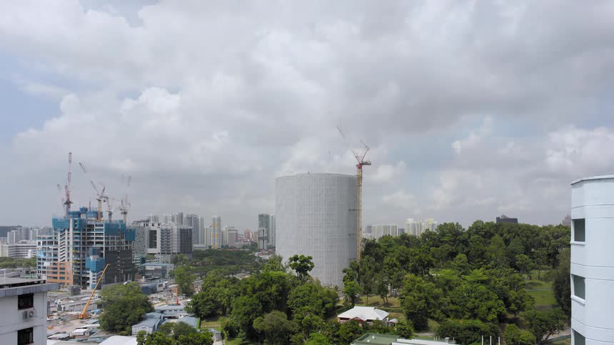 A landscape view of high rise buildings being constructed