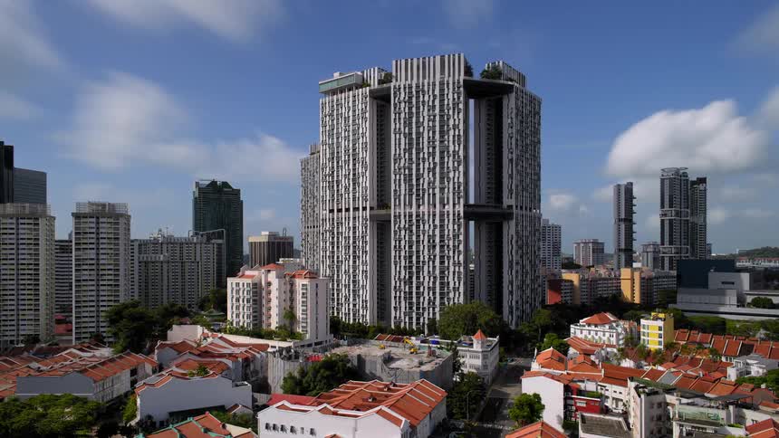 A time lapse of buildings in a city
