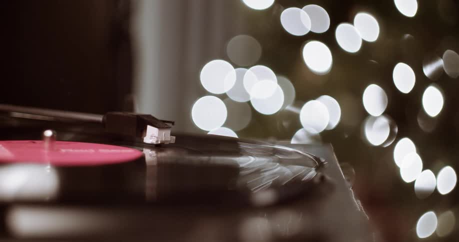 Close up of a record spinning