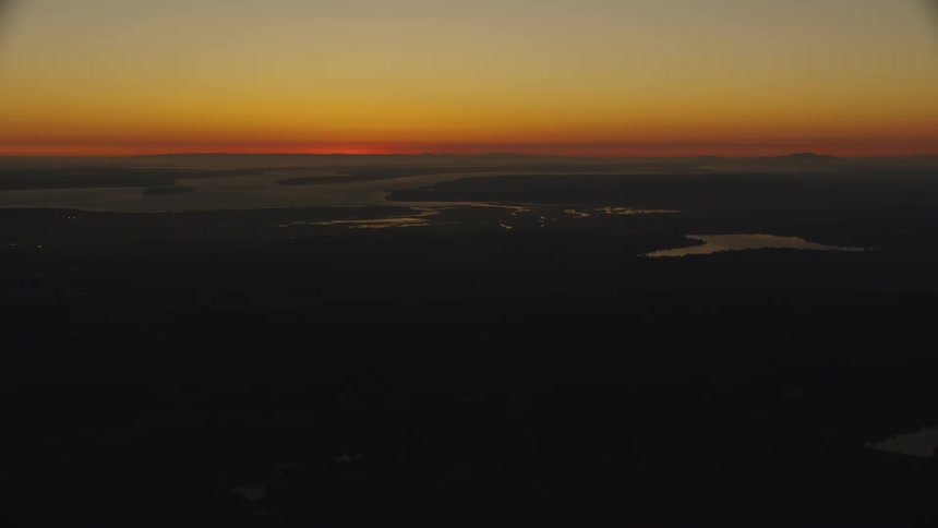 Red evening sky sits over the lake