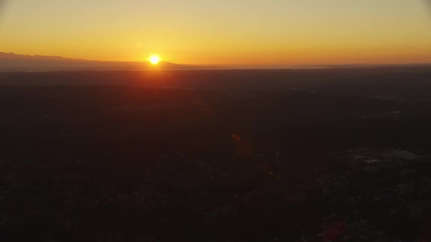 A view of a sunset from the sky