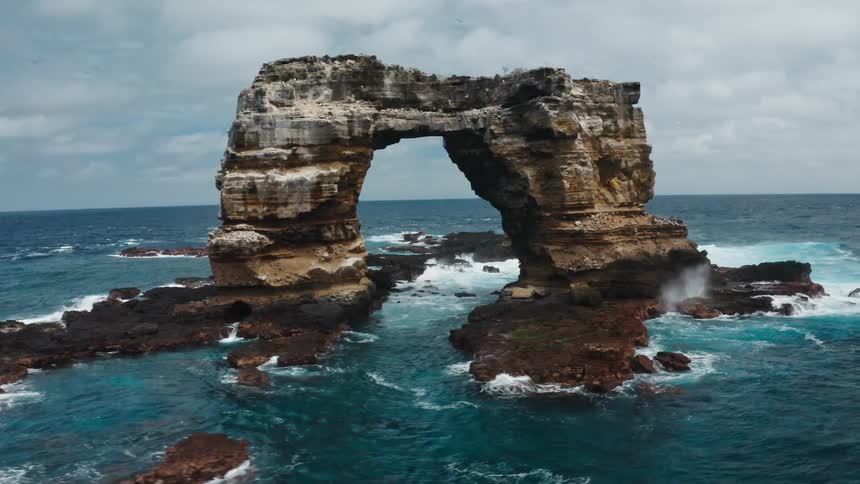 Ocean water is moving towards the island