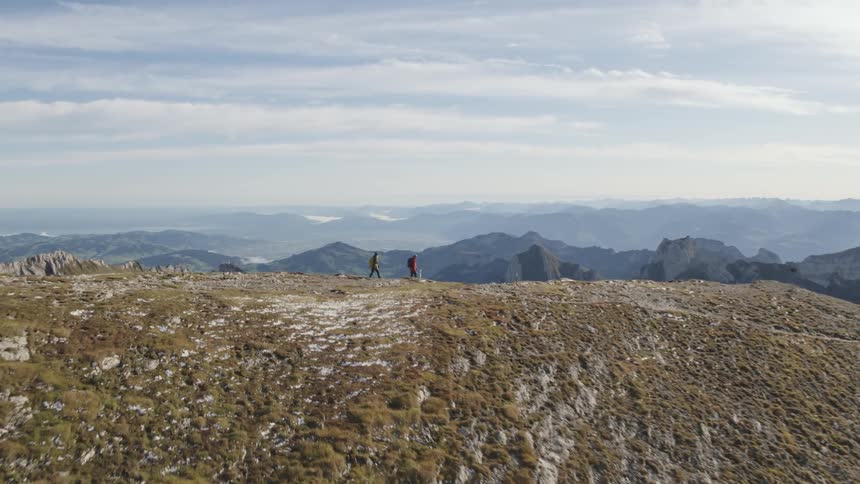 People hiking in a mountain area