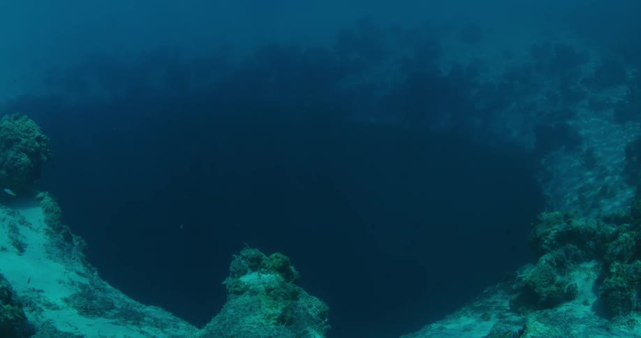 Entrance of a blue hole underwater