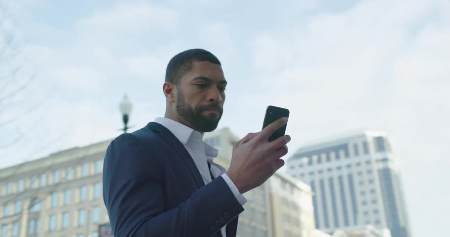 Businessman enters the office building