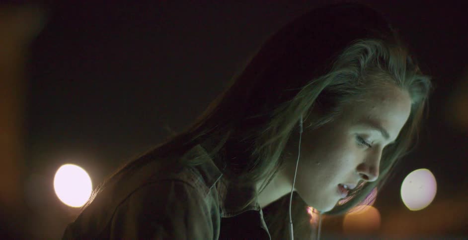 A person wearing headphones