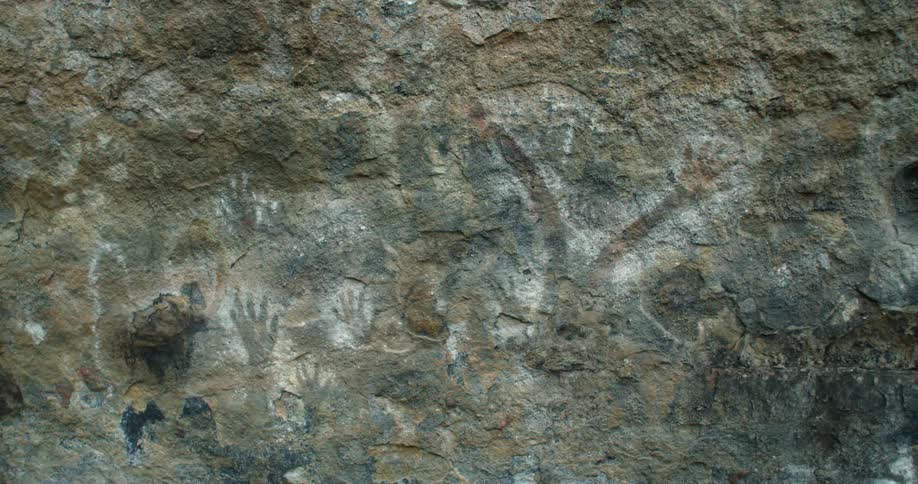 Aboriginal hand paintings on rocks