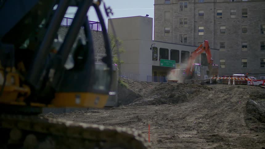 Heavy equipment working in a construction area
