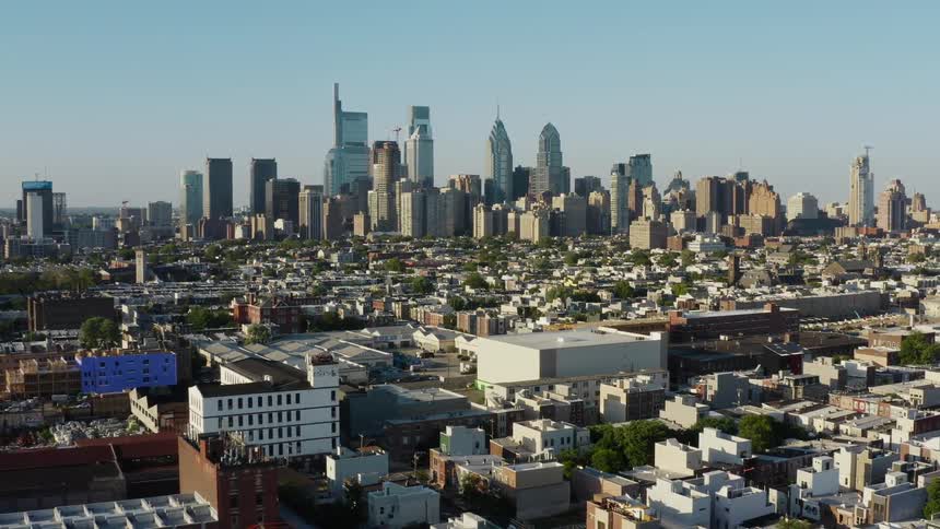 The skyline of a metropolis on a clear day