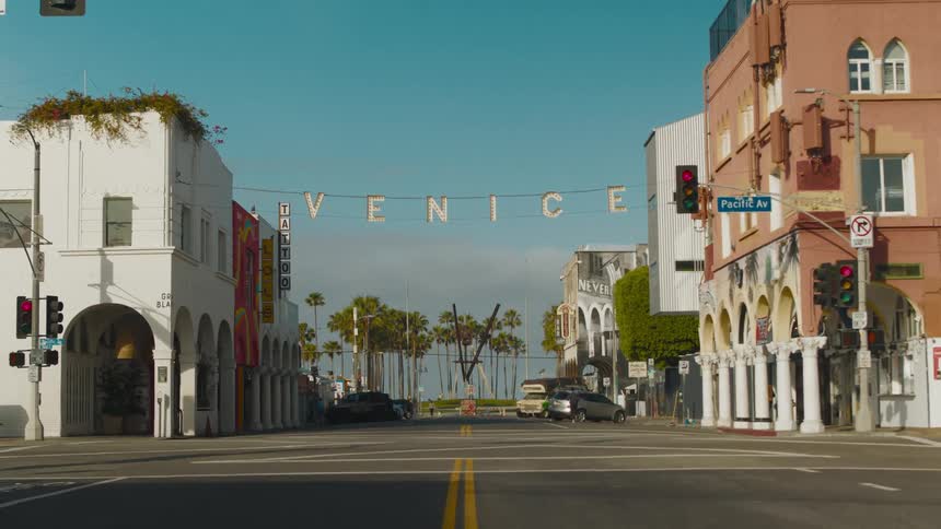 The city street is empty during the day