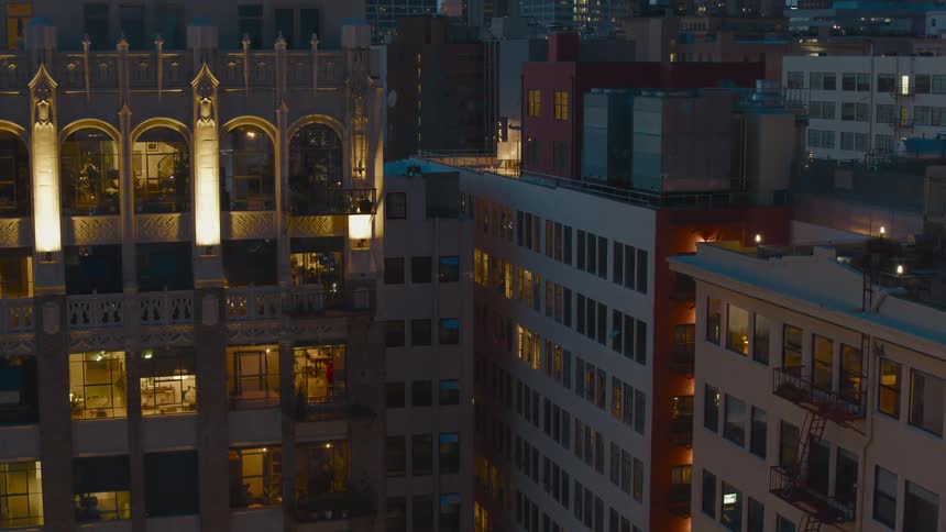 Apartment buildings in a city