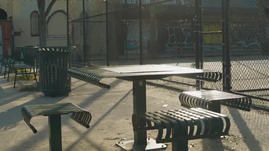 The sun is shining in the empty park