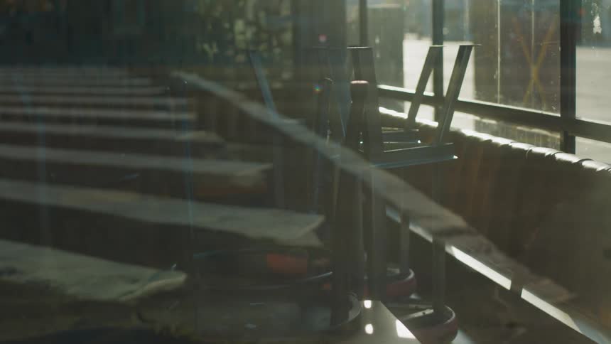 A view through a window into a restaurant