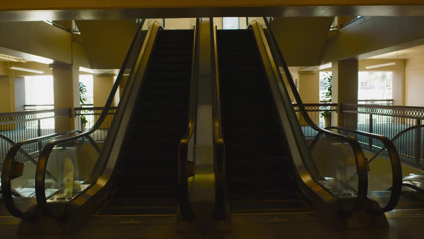 Empty escalators