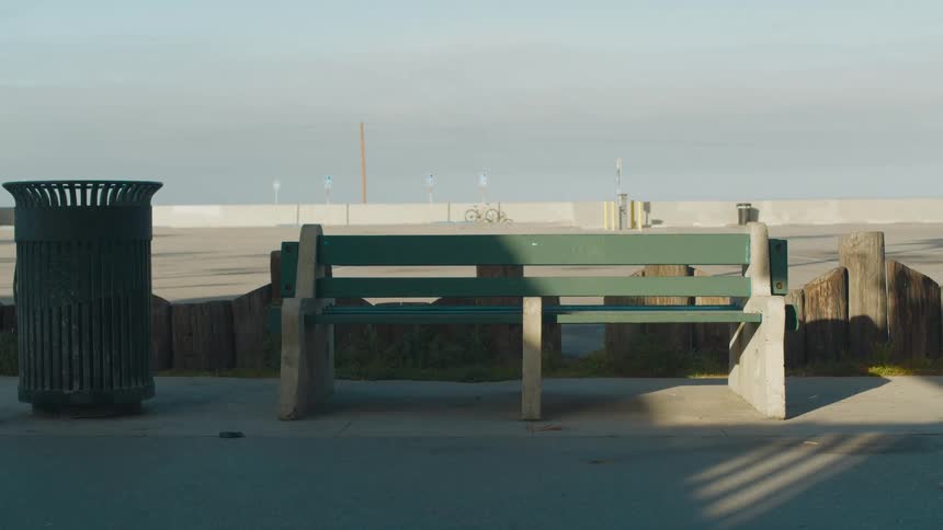 A park bench on a boardwalk