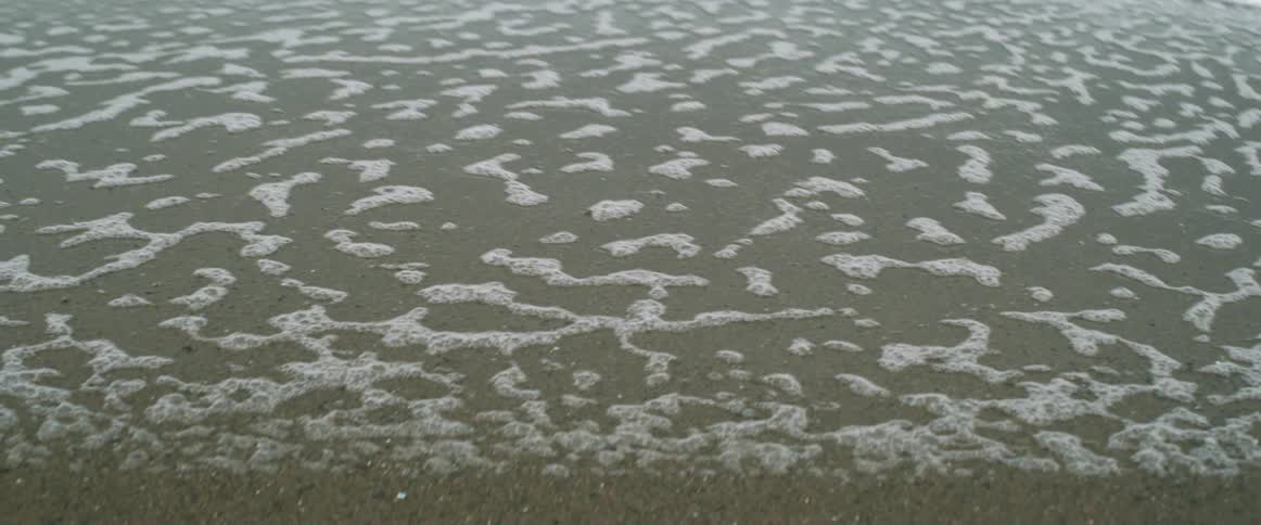 Bubbles form in the water on a beach