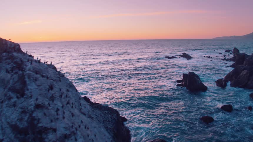 The ocean near a rocky coastline