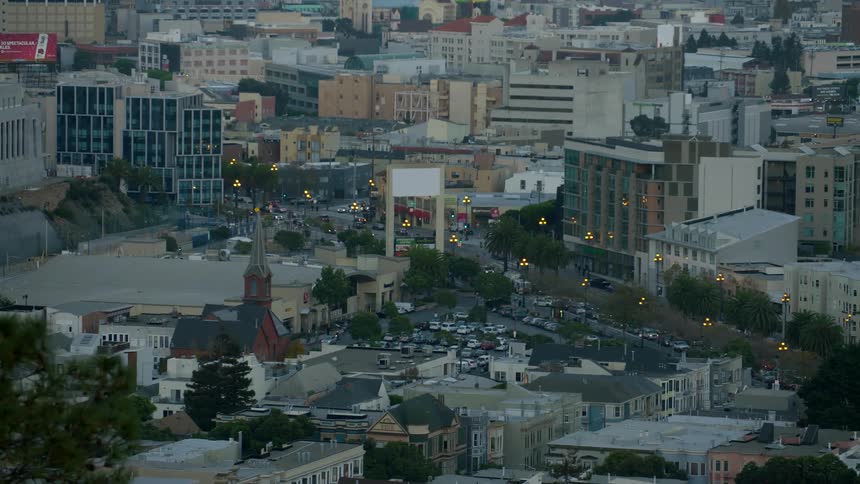 View of city traffic and buildings
