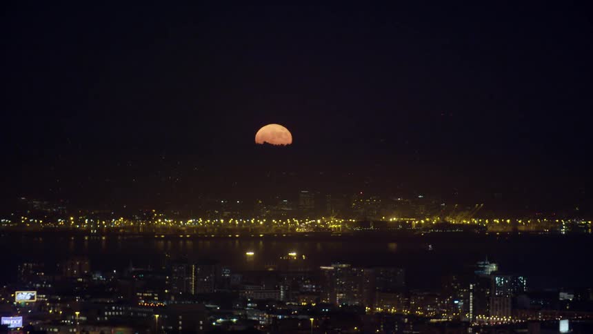 A city is lit at night