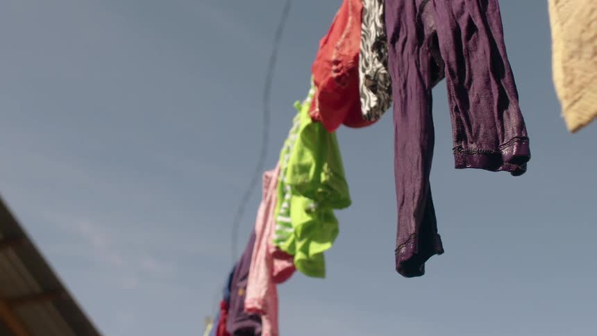 Clothes drying on a clothesline outside