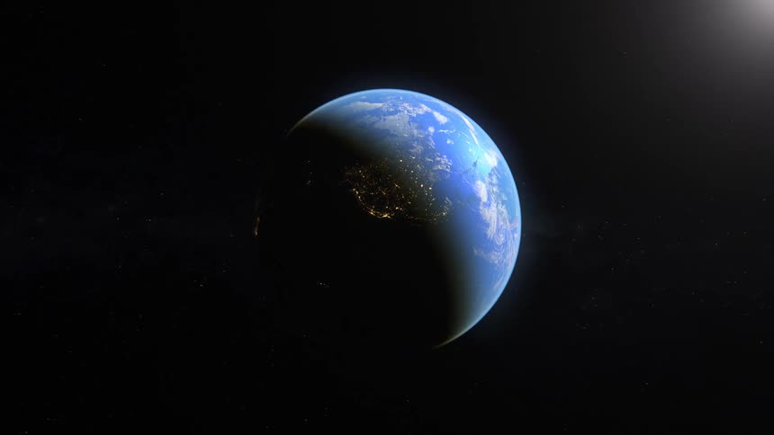The sun rises over North America as seen from space