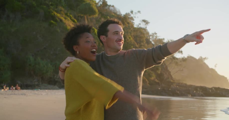 A man and woman outside