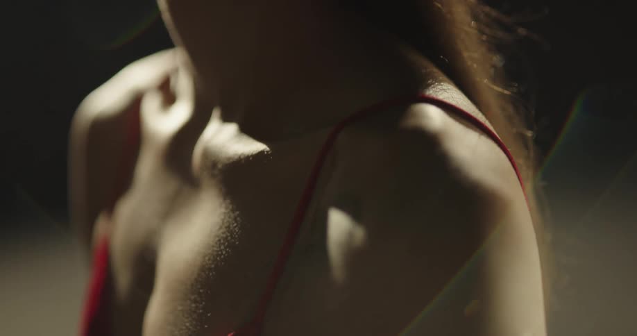 A close up image of a woman in a building