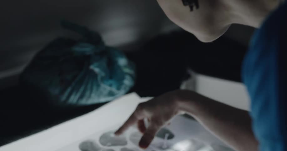 A woman is examining a diagram