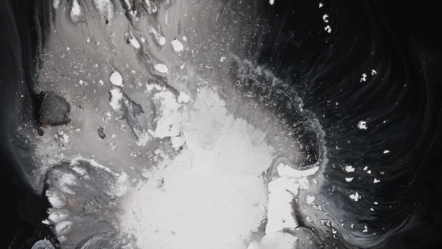 Translucent wave flows from central white mas against black background