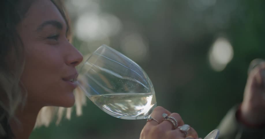 Man and woman make a toast with their wine glasses