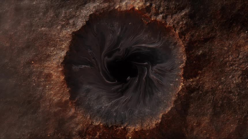 Crater with smoke