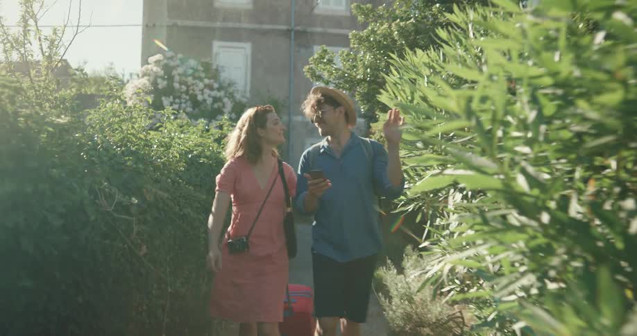 Female and male walking