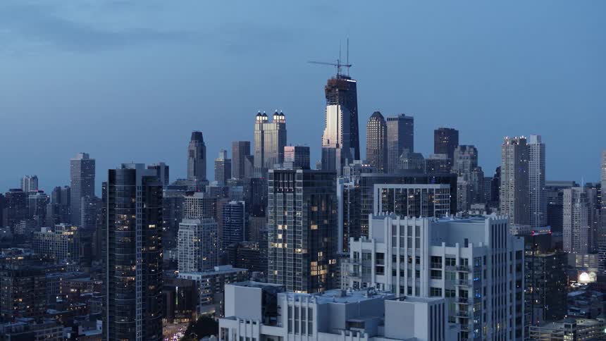 Skyscrapers in Chicago  in the evening