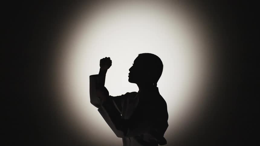 A silhouette of a person in a room