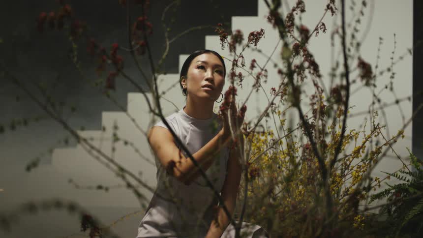 A portrait of a woman outside