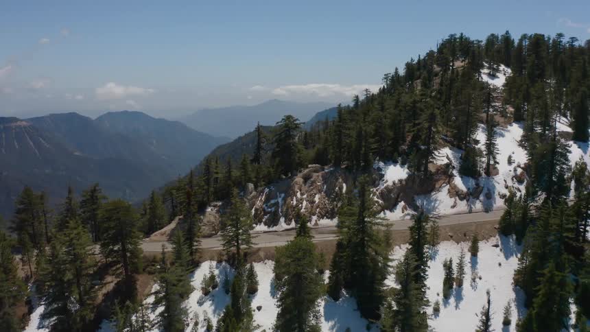 Aerial shot of a mountain road