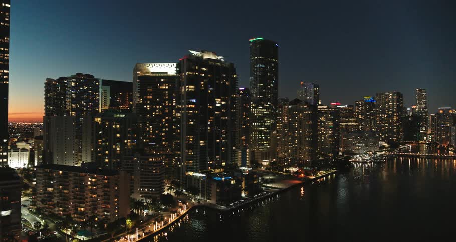 Miami buildings and skyscrapers with the sky and clouds in the background