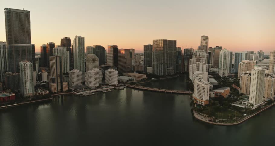 Office buildings in downtown area on the shore