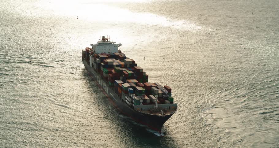 A ship is moving across the ocean