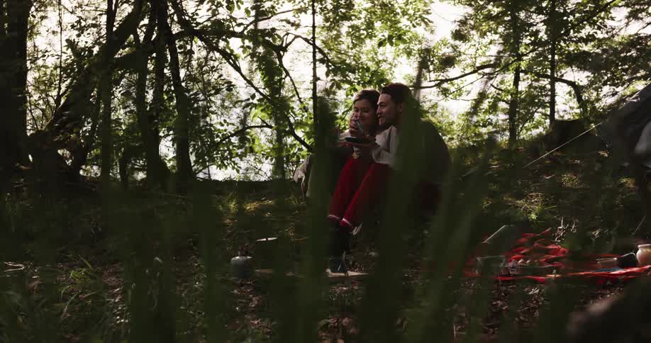 Male and female in forest