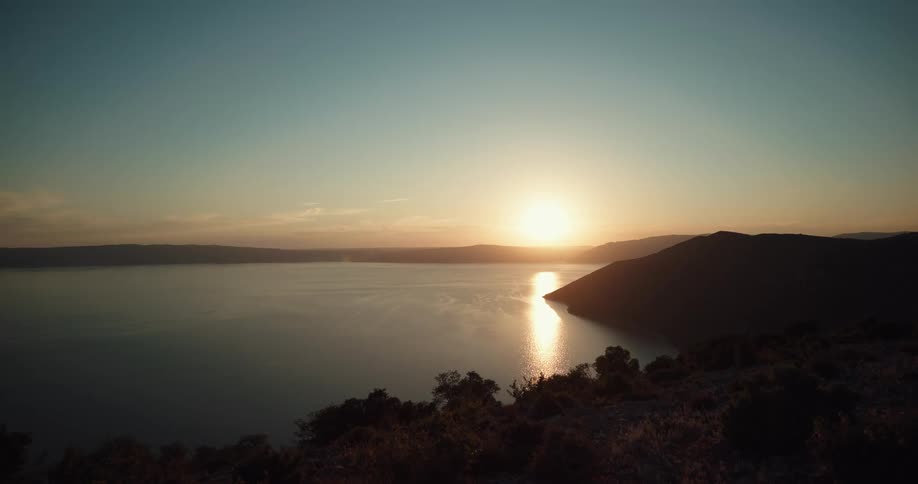 A view of a sunset over the water