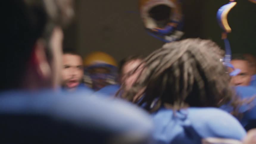 Football players get excited before the game