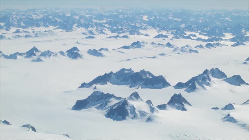 Aerial view of snow-covered mountain peaks