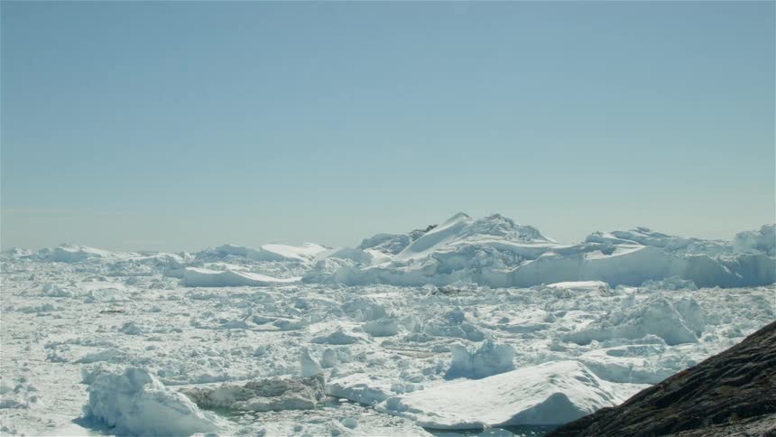 A large field covered with jagged ice
