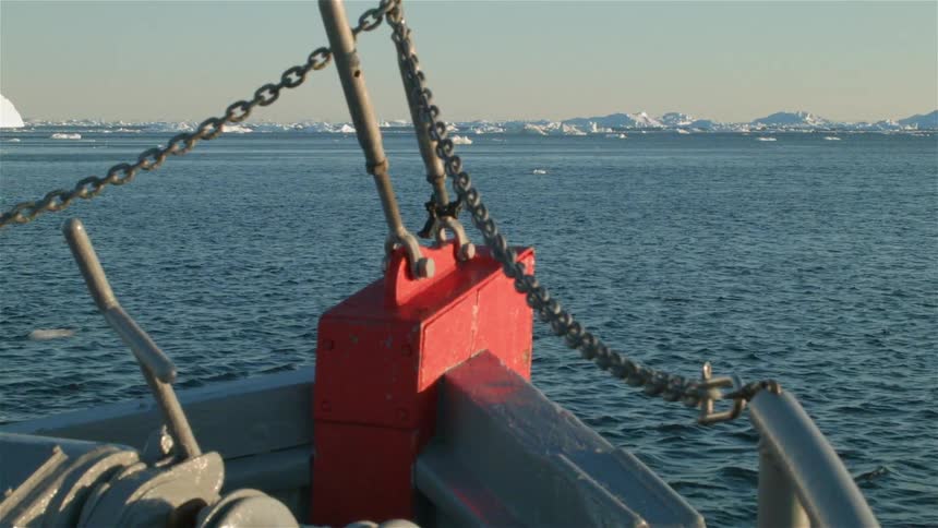 A boat in icy water