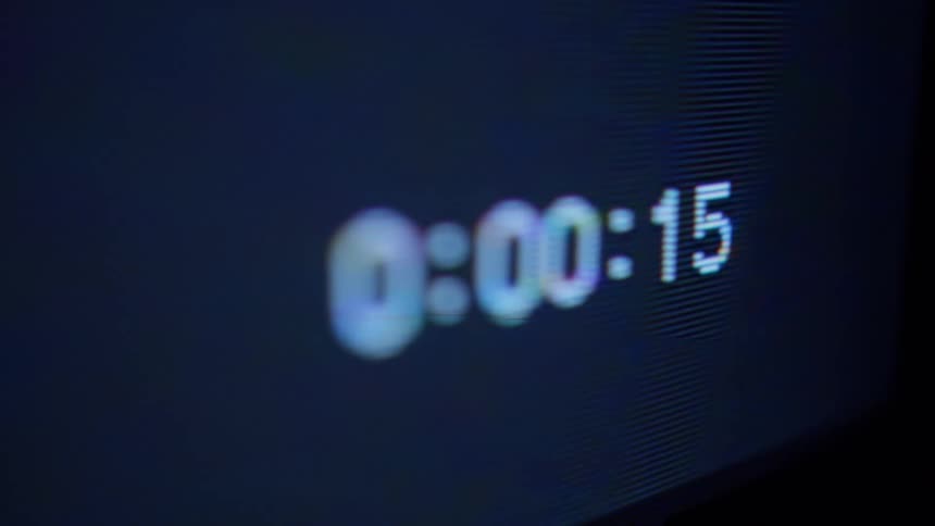 A screen is displayed with a timer