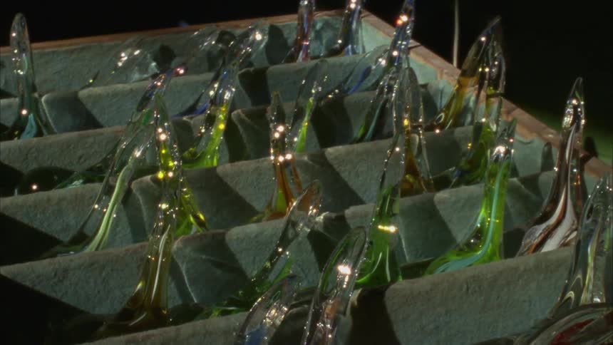 A tray of glass is rotating