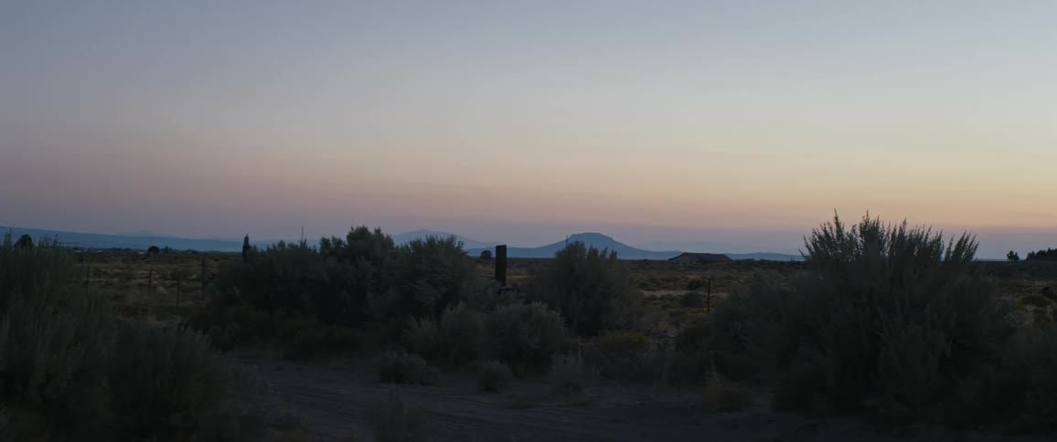 US farmland at dusk with sage in the foreground
