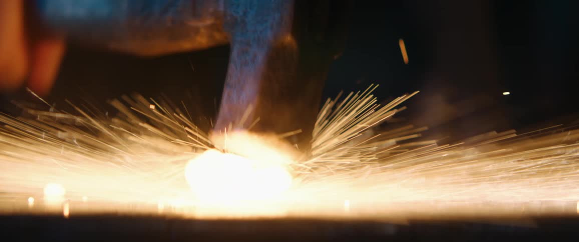 Hot metal being hit
