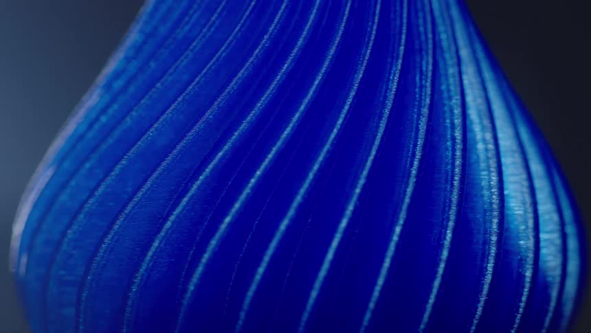 A view of a rotating blue vase